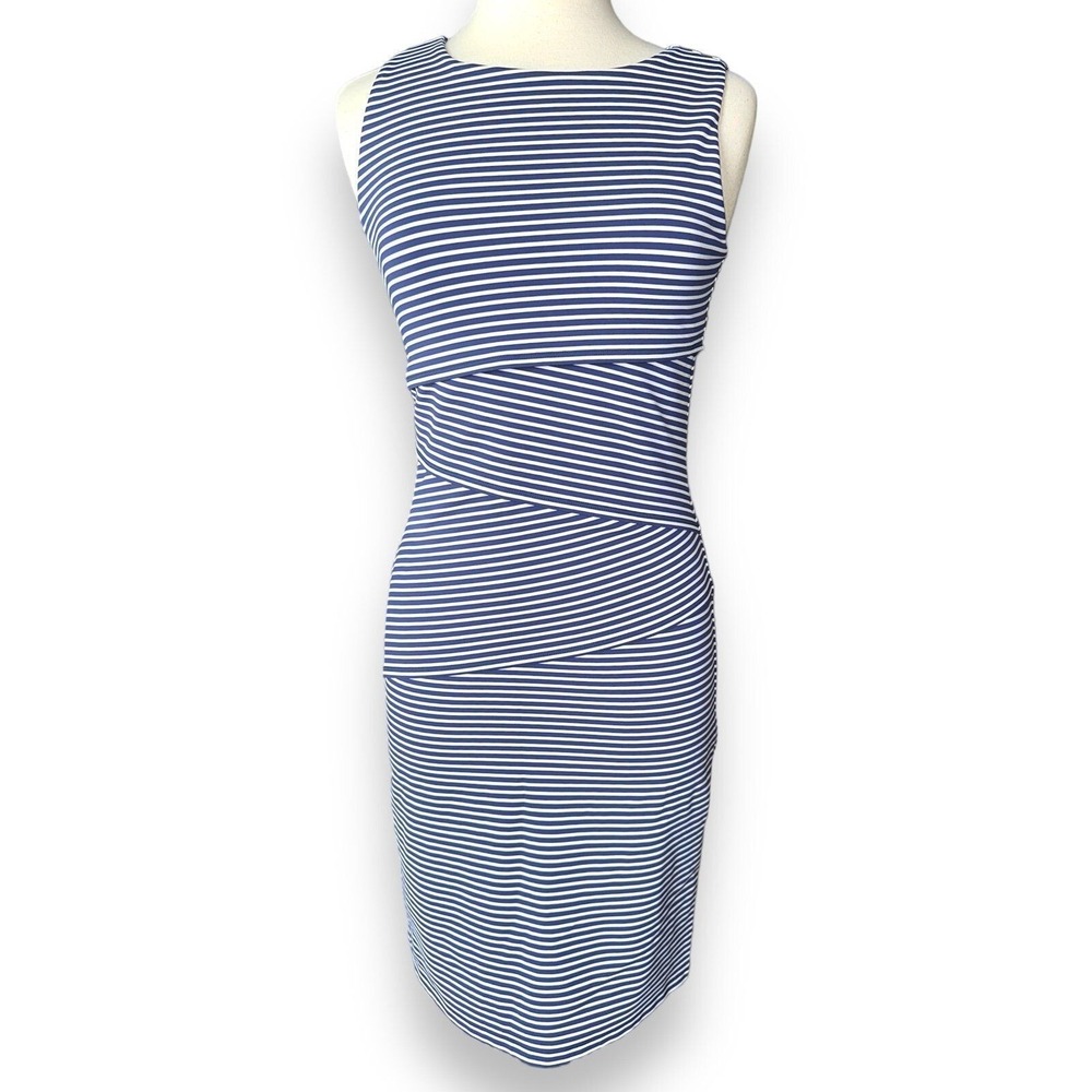 A7* J. MCLAUGHLIN navy blue and white striped Nicola tiered sleeveless dress XS - Picture 4 of 4